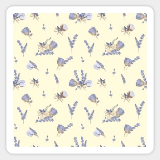 Sunny watercolor vintage pattern with lavender and blue roses Sticker